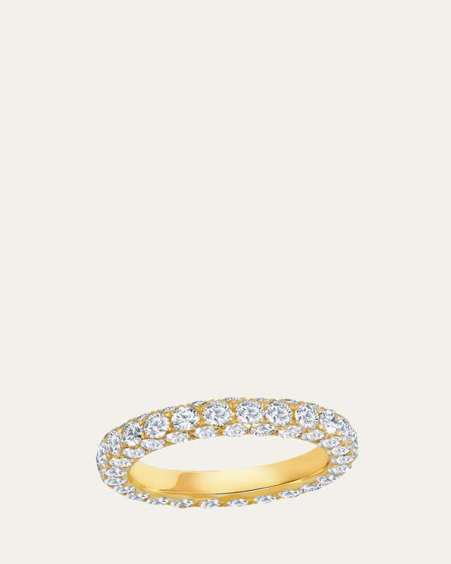 18K Yellow Gold 3-Sided Diamond Band Ring, Size